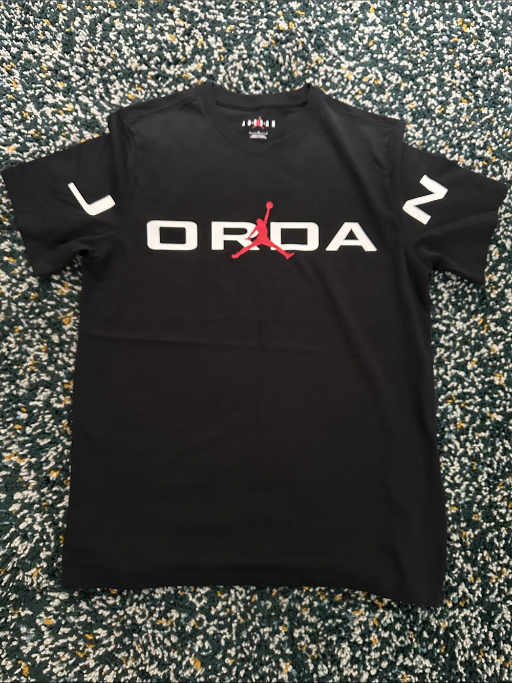 Jordan Black Tee with White ORDA Text and Red Jumpman